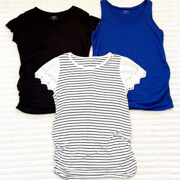 Motherhood Tops - MOTHERHOOD MATERNITY Bundle of 3 Short Sleeve Tops Stretch Sides Size Large